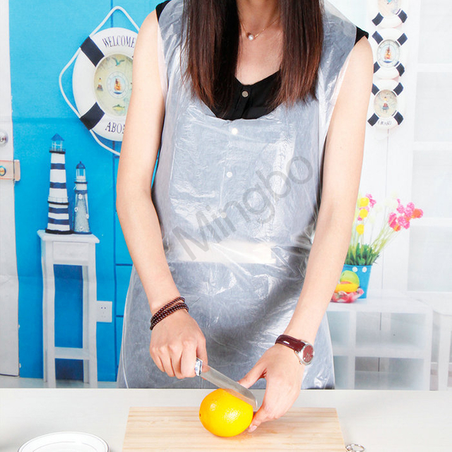 Eco 방수 대중음식점 성숙한 해산물 많은 처분할 수 있는 Pe 플라스틱 가재 앞치마 턱받이